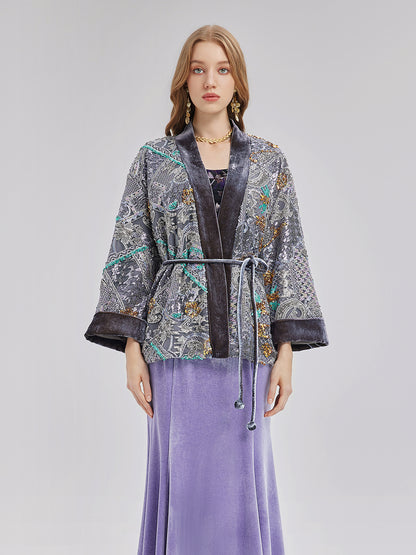 Exquisite Beadwork Silk Velvet Jacket