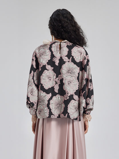 Myrtle 3D Pink Floral Batwing Top (Inner Layer Not Included)