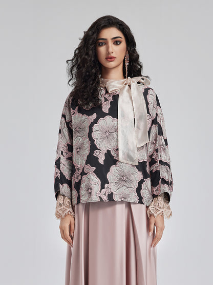 Myrtle 3D Pink Floral Batwing Top (Inner Layer Not Included)