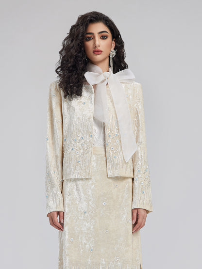 Velvet Sequin Beaded Embroidered Coat