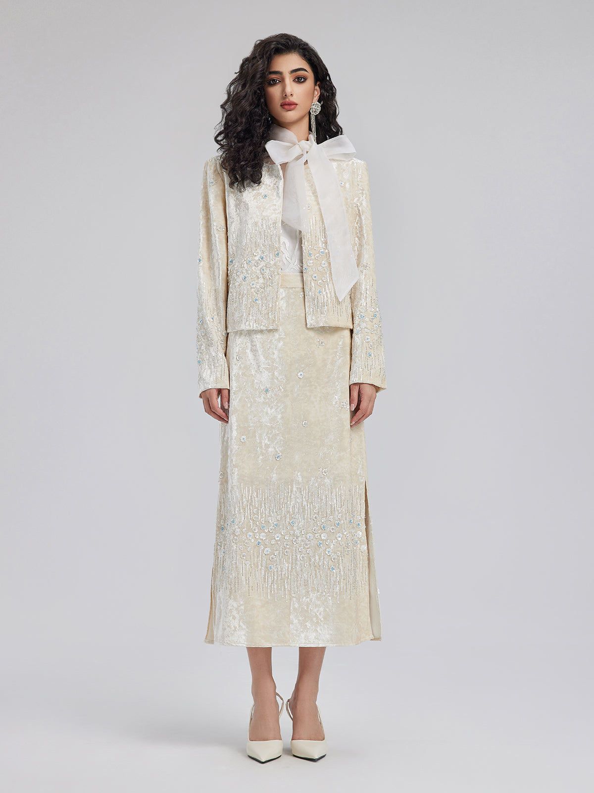 Velvet Sequin Beaded Embroidered Coat