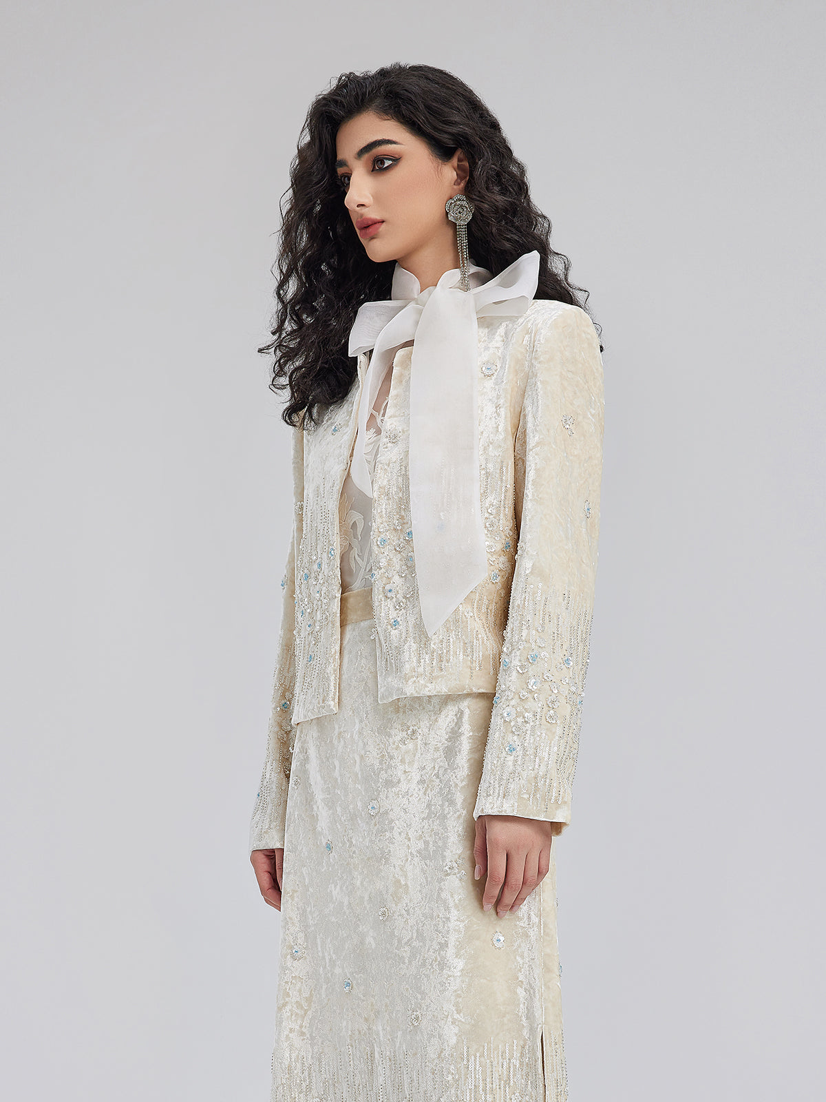 Velvet Sequin Beaded Embroidered Coat