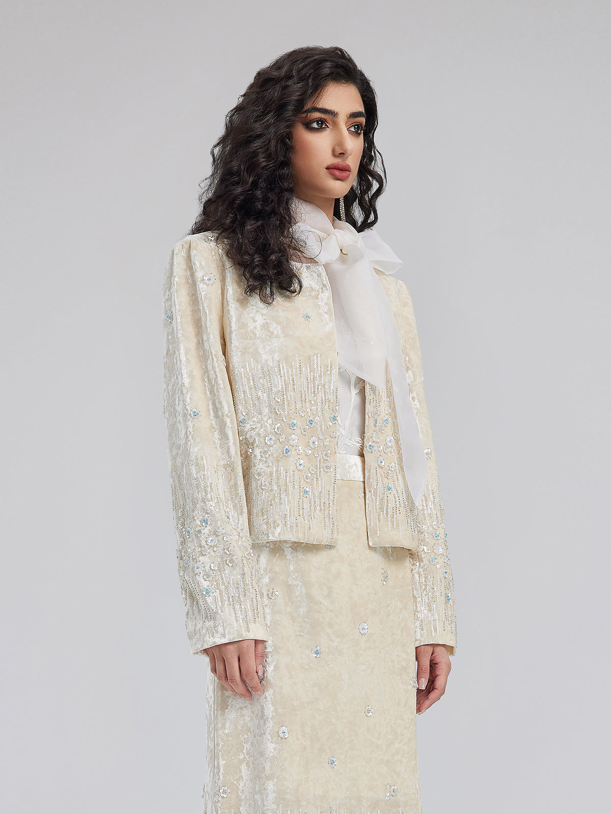 Velvet Sequin Beaded Embroidered Coat