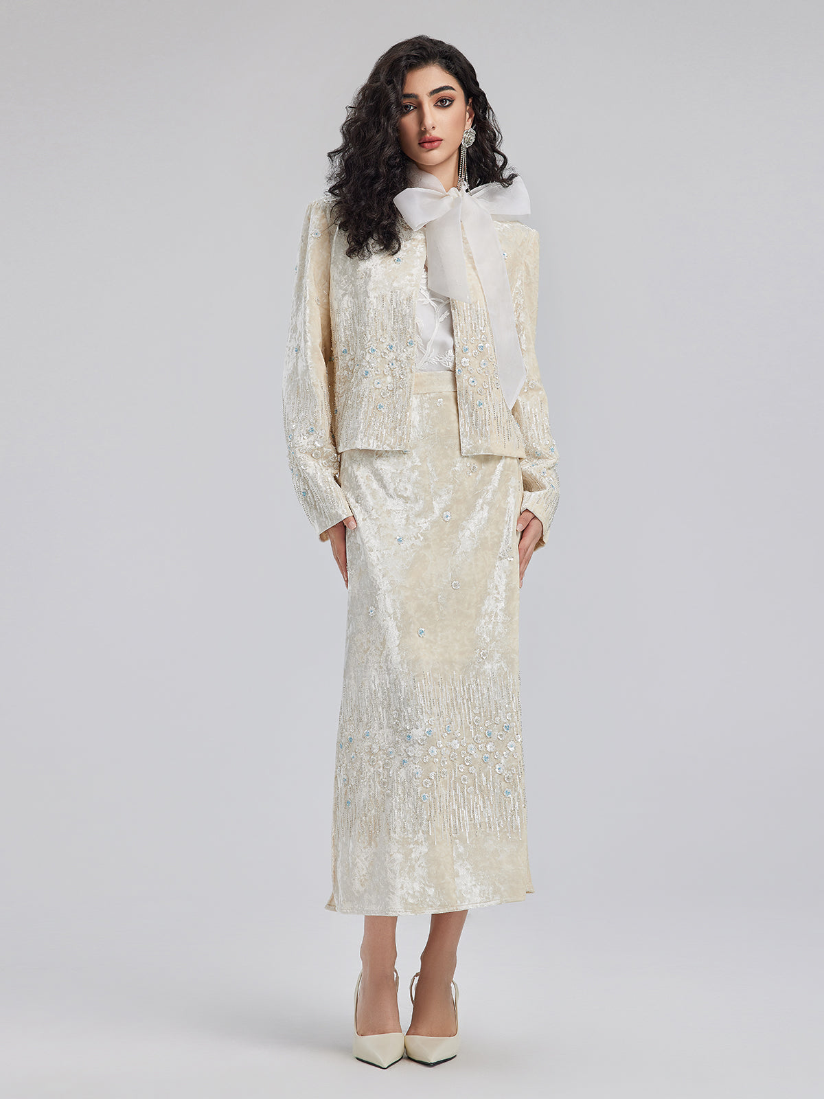 Velvet Sequin Beaded Embroidered Coat