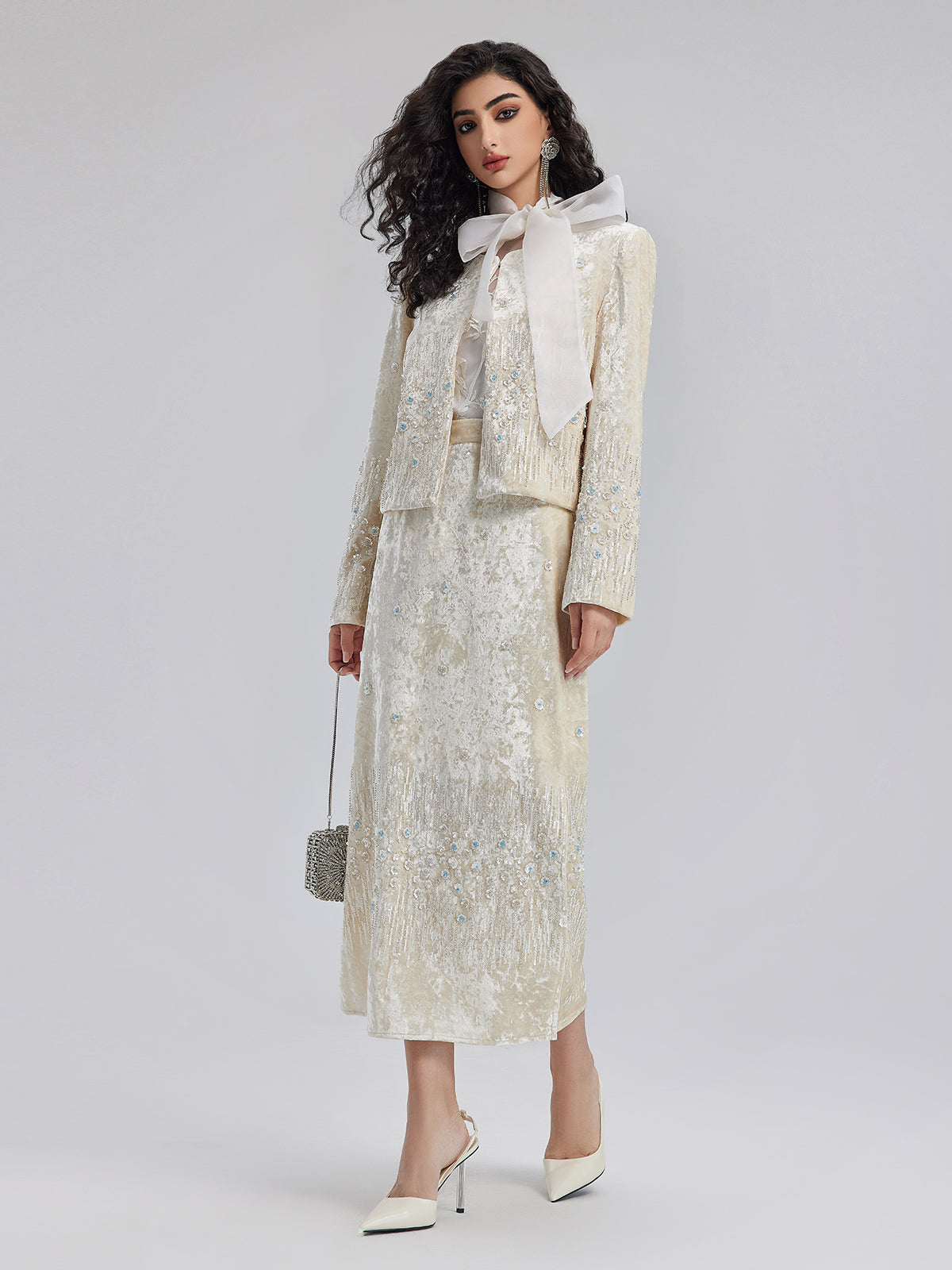 Velvet Sequin Beaded Embroidered Coat