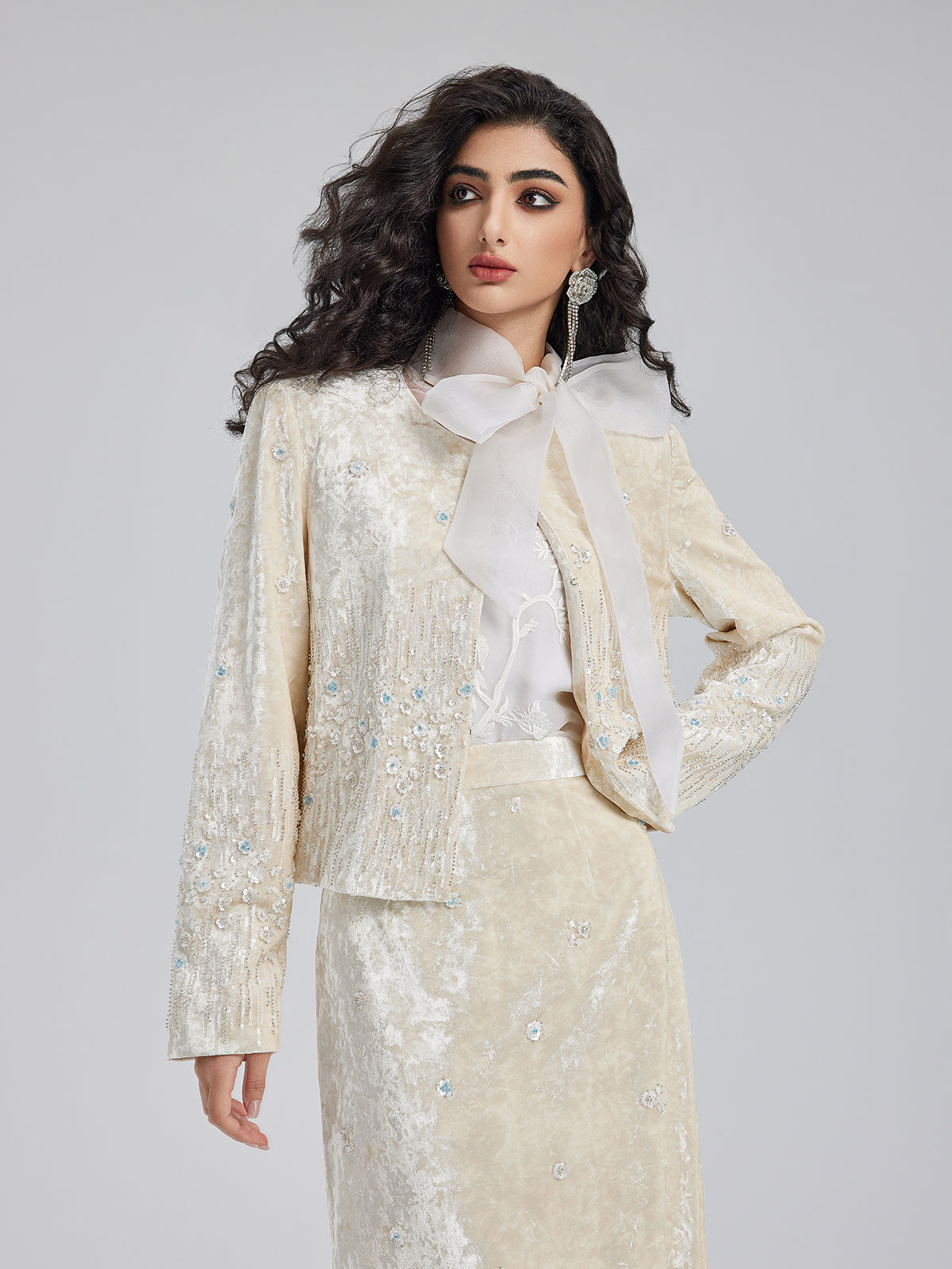 Velvet Sequin Beaded Embroidered Coat