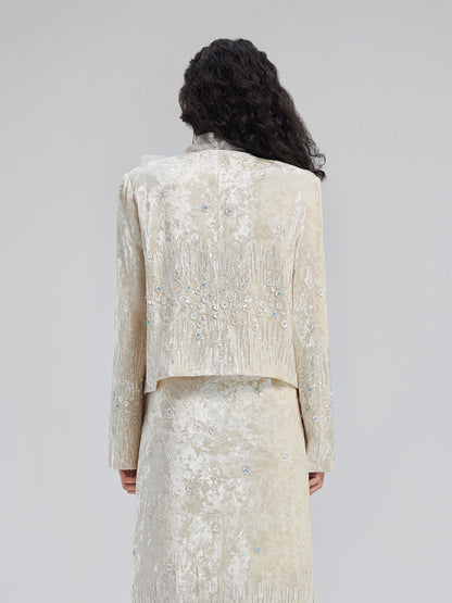 Velvet Sequin Beaded Embroidered Coat