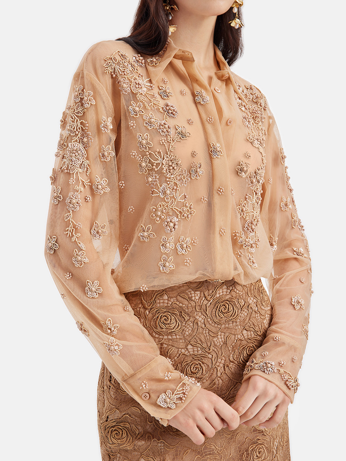 Luxurious Hand-Embroidered Beaded Shirt