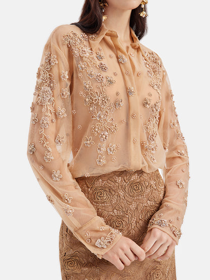 Luxurious Hand-Embroidered Beaded Shirt