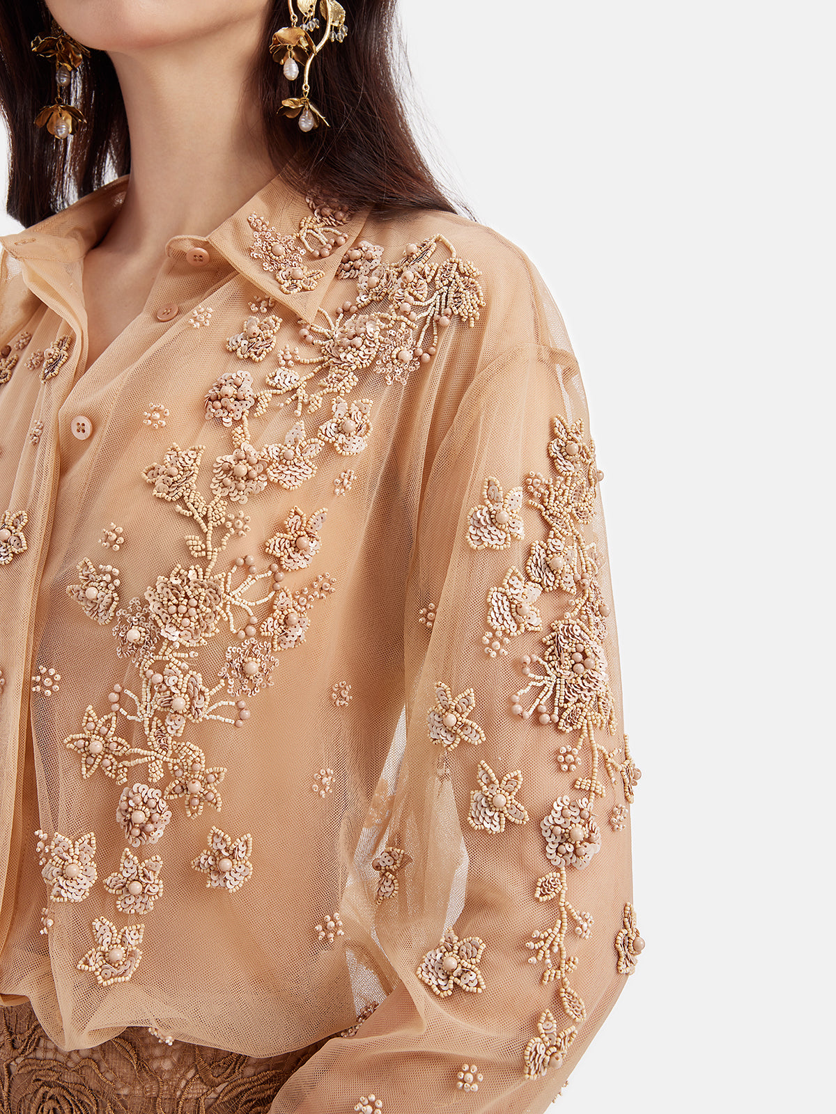 Luxurious Hand-Embroidered Beaded Shirt