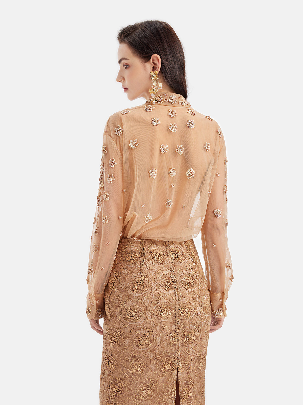 Luxurious Hand-Embroidered Beaded Shirt