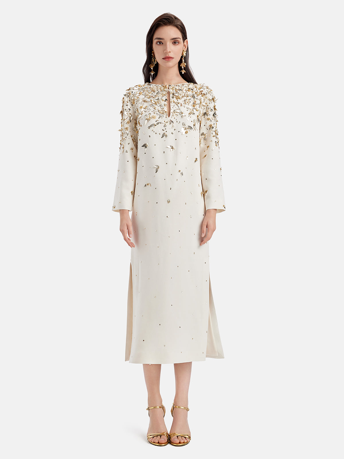 Wool & Silk Beaded Embroidered Dress