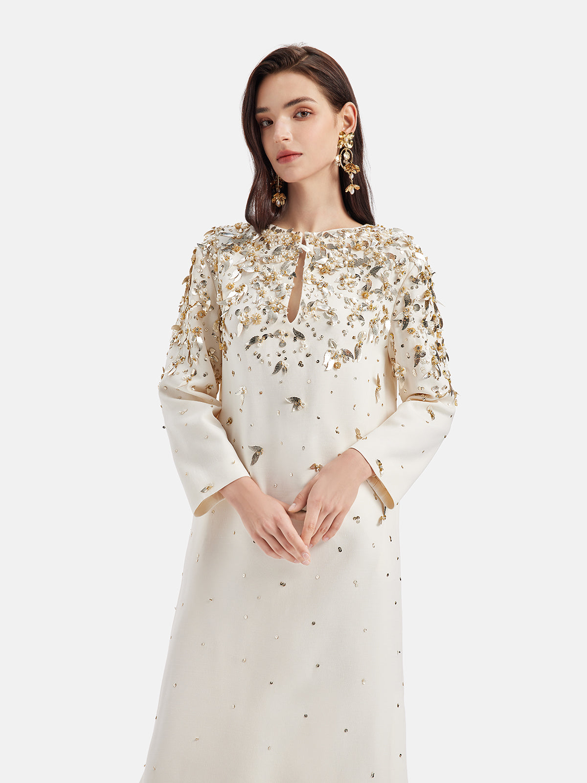 Wool & Silk Beaded Embroidered Dress