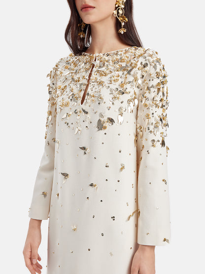 Wool & Silk Beaded Embroidered Dress