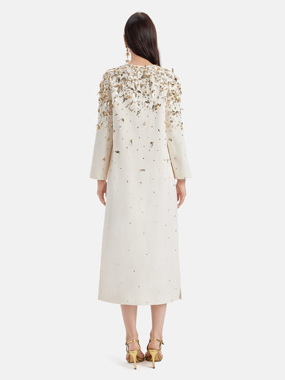 Wool & Silk Beaded Embroidered Dress