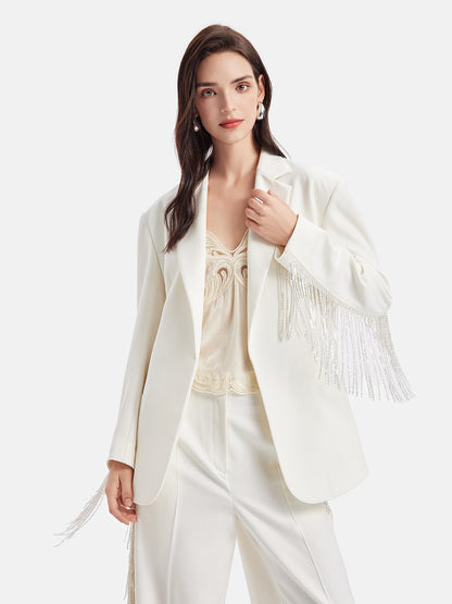 Chic Minimalist Beaded Blazer