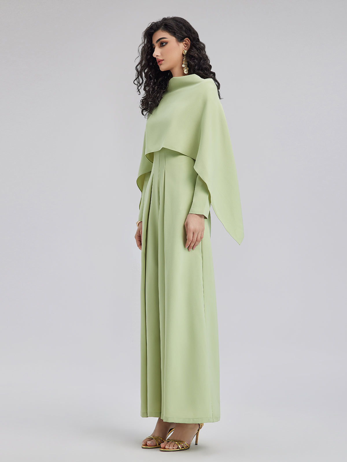 Cape-Style Jumpsuit with Wide Legs