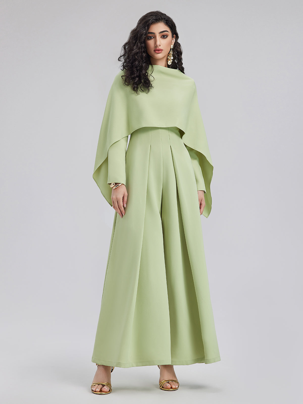 Cape-Style Jumpsuit with Wide Legs