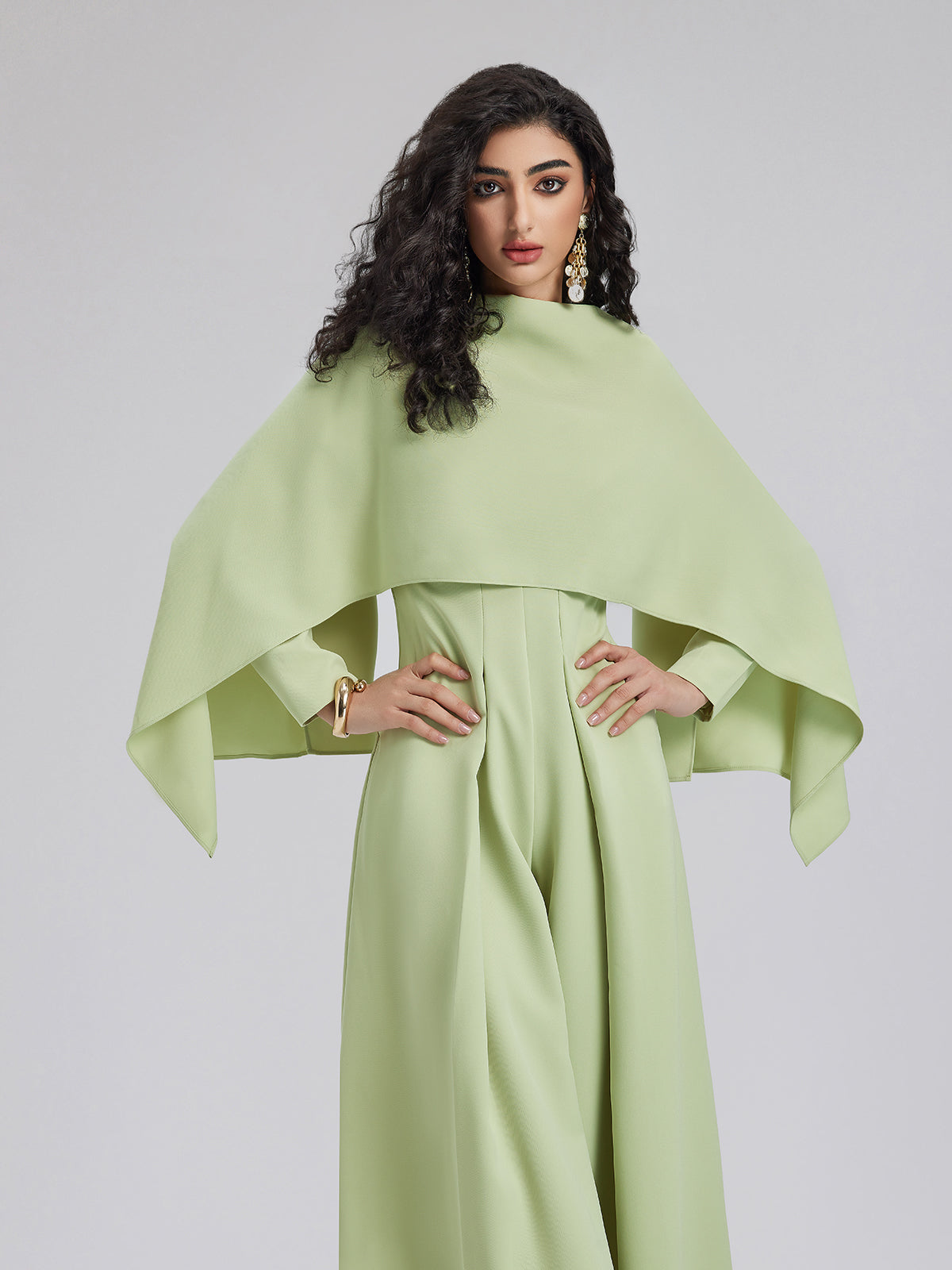 Cape-Style Jumpsuit with Wide Legs