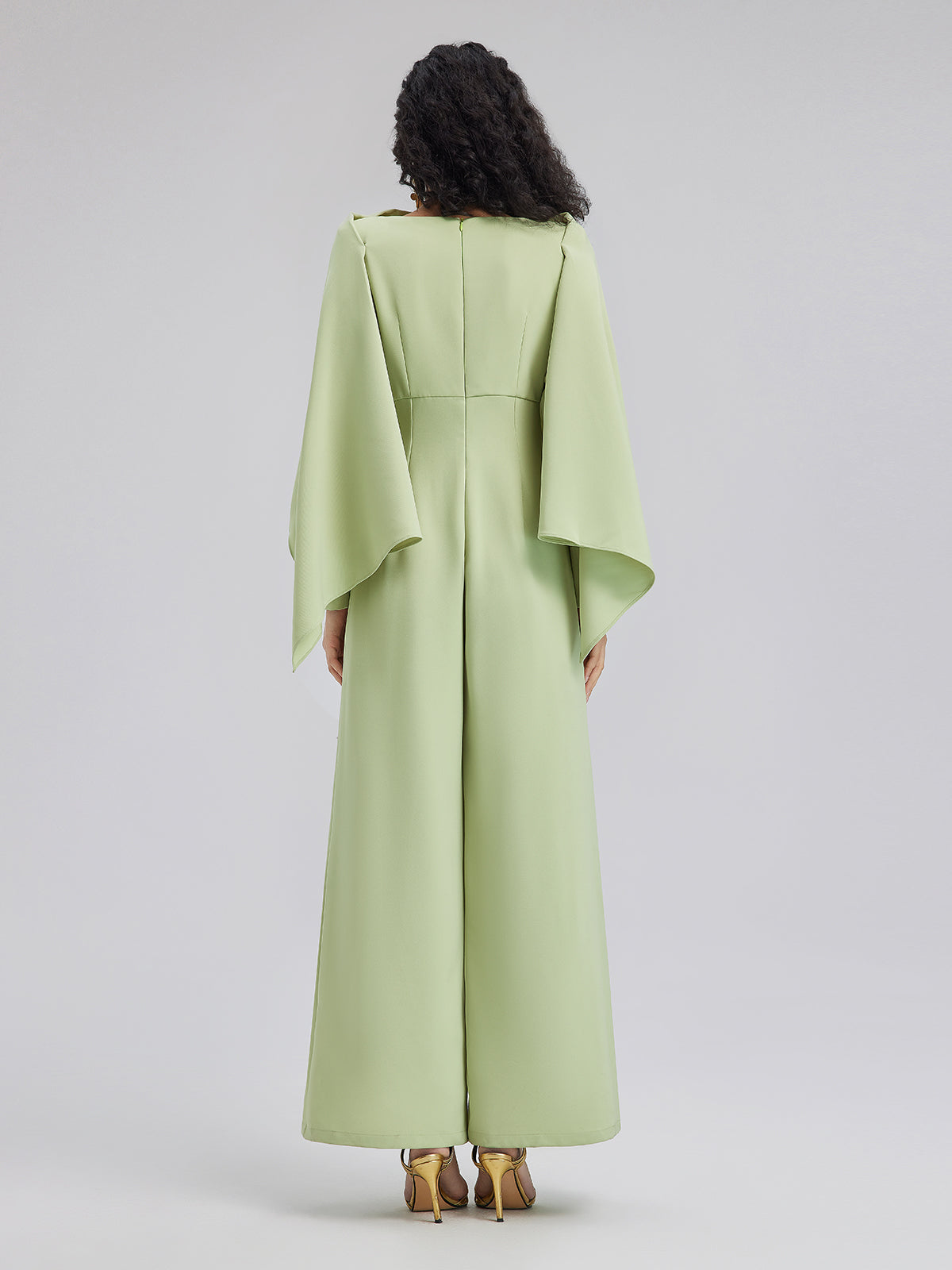 Cape-Style Jumpsuit with Wide Legs