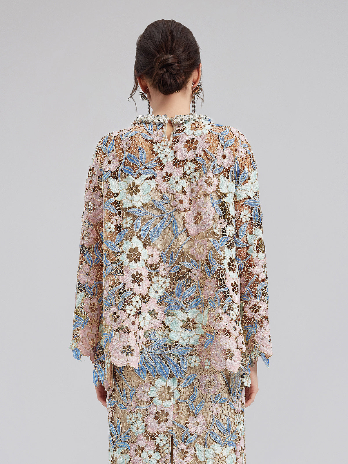 Custom Guipure Lace Floral Top
