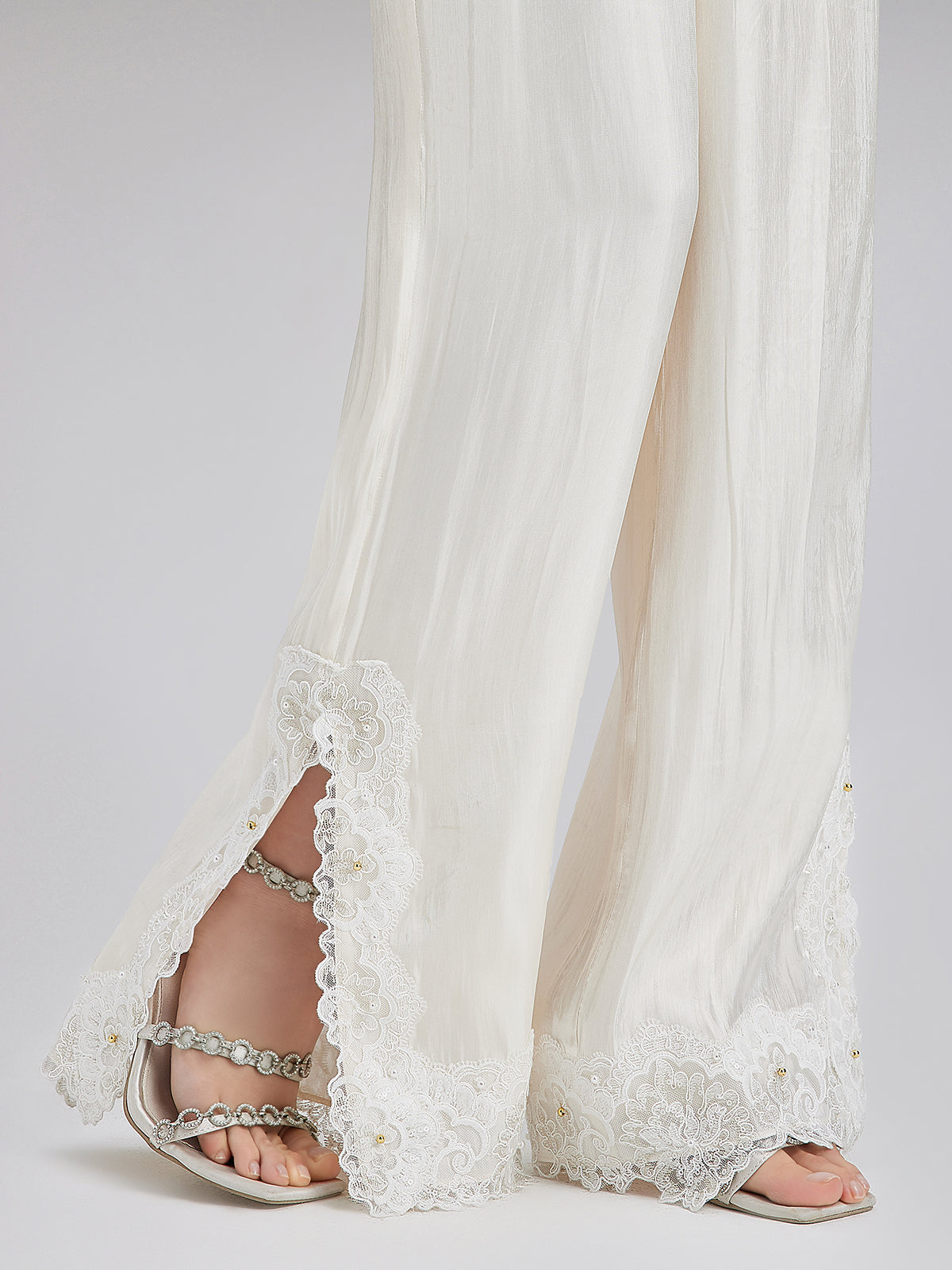 Romantic Island Beaded Wide-Leg Pants