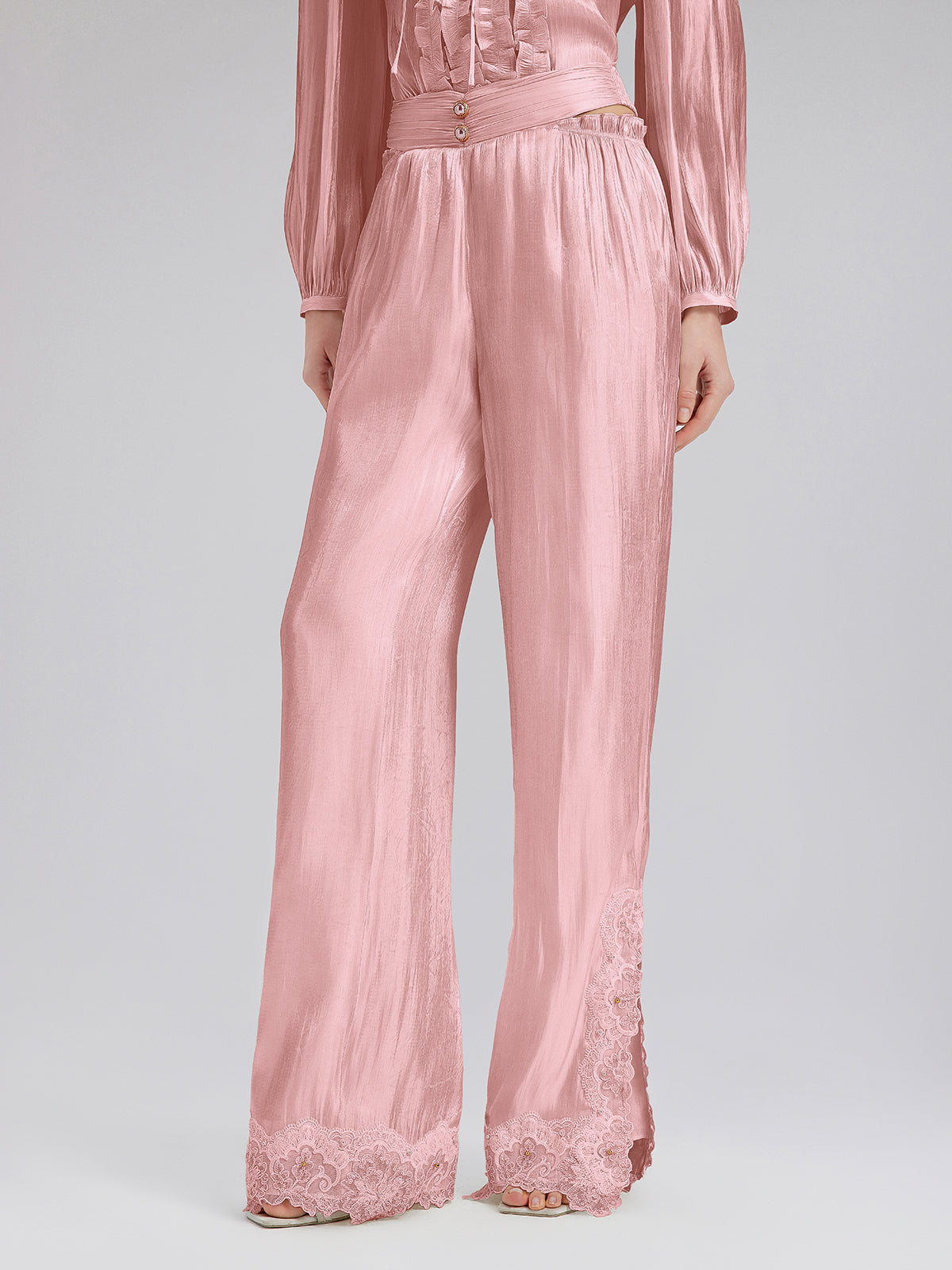 Romantic Island Beaded Wide-Leg Pants