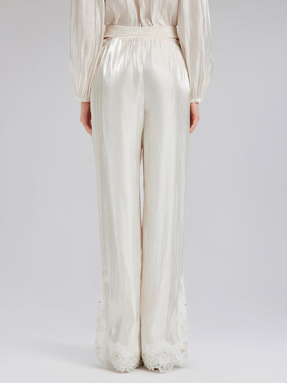 Romantic Island Beaded Wide-Leg Pants