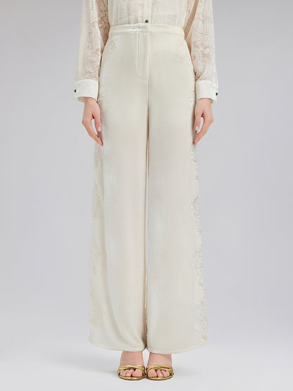 Lace-Trimmed Straight Leg Pants