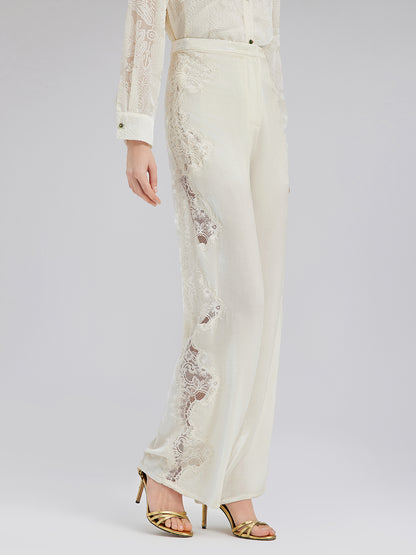 Lace-Trimmed Straight Leg Pants