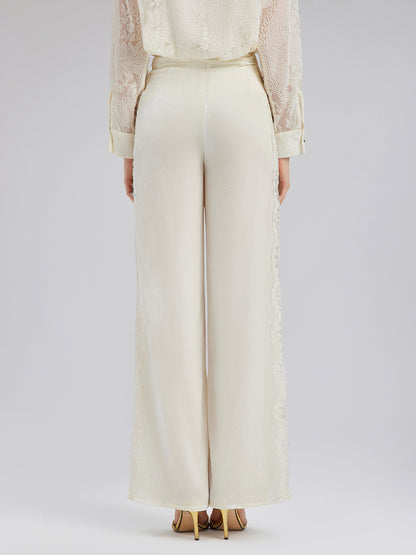 Lace-Trimmed Straight Leg Pants