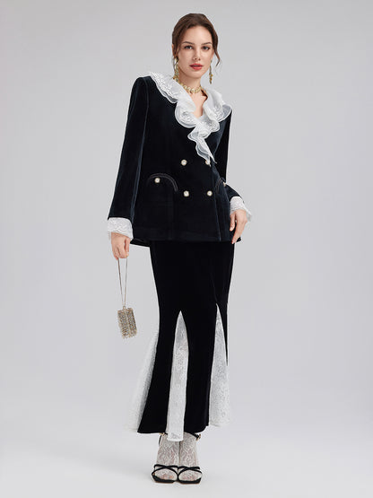 Removable Ruffle Vintage Velvet Jacket