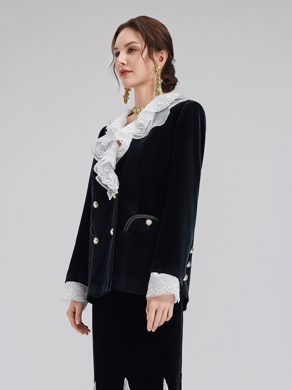 Removable Ruffle Vintage Velvet Jacket