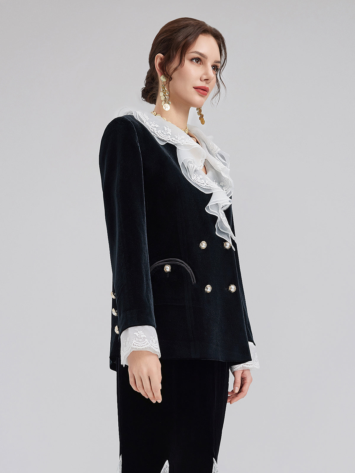 Removable Ruffle Vintage Velvet Jacket