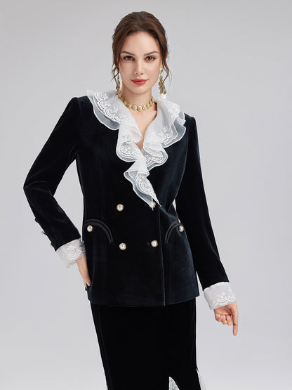 Removable Ruffle Vintage Velvet Jacket