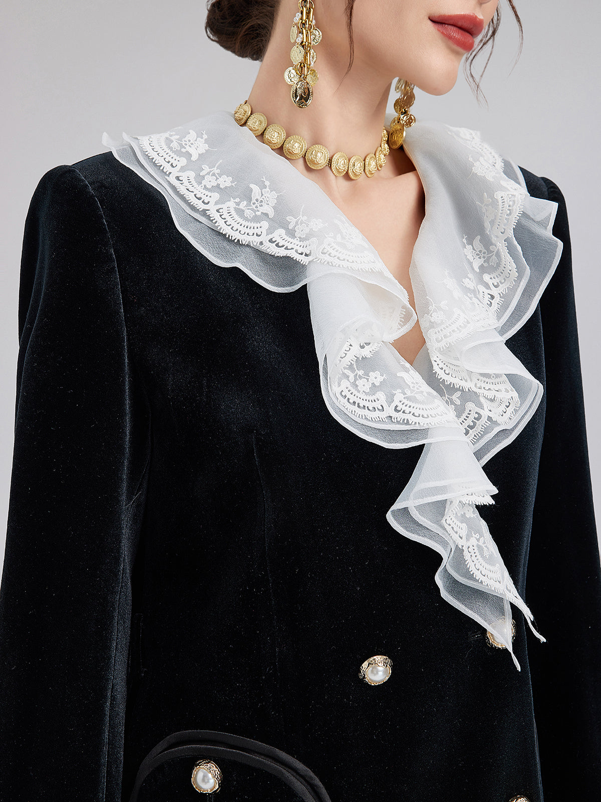 Removable Ruffle Vintage Velvet Jacket