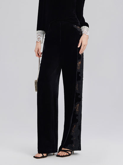 Lace-Trimmed Straight Leg Pants