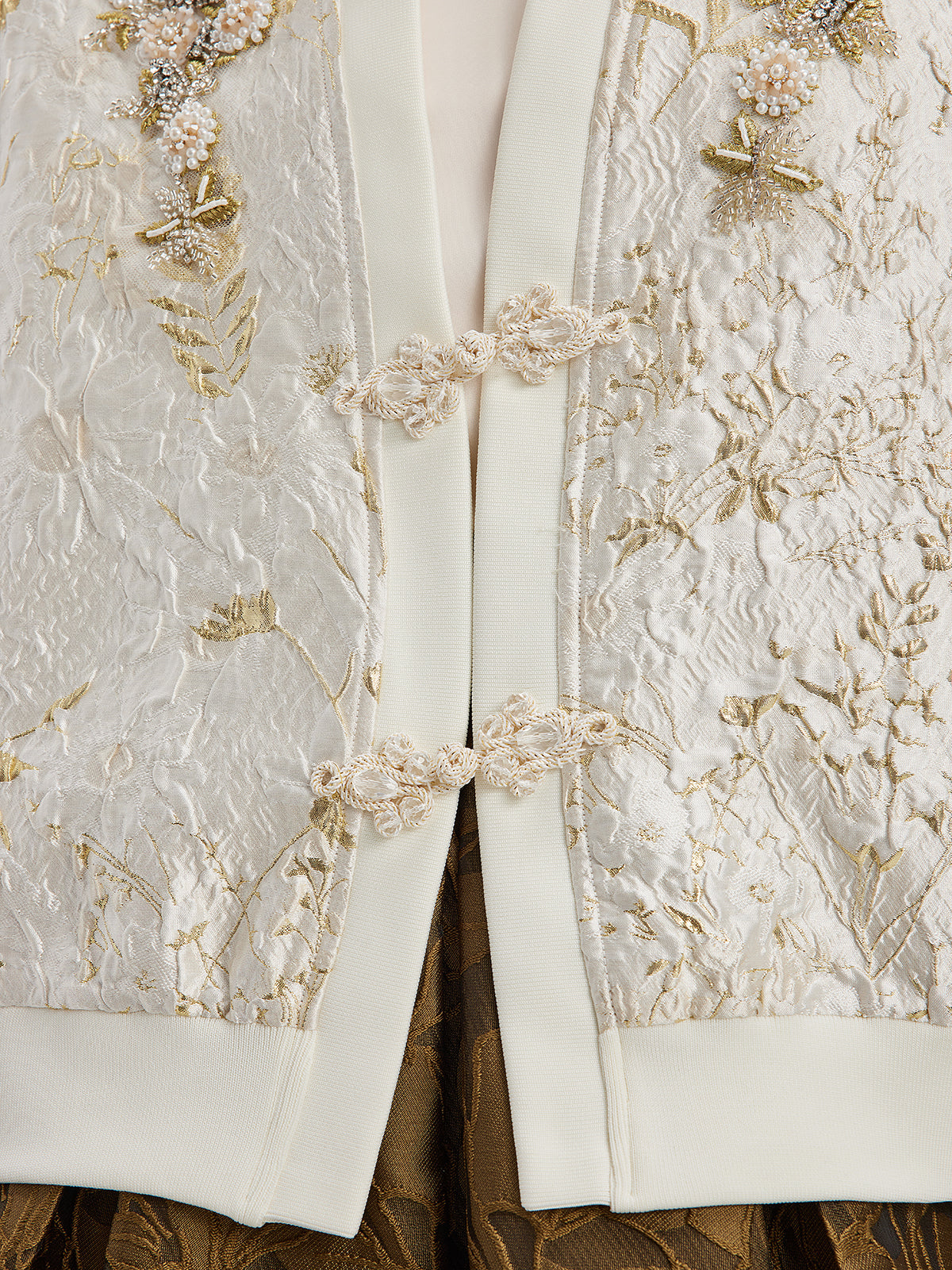 Gold Thread Embroidered Floral  Cardigan