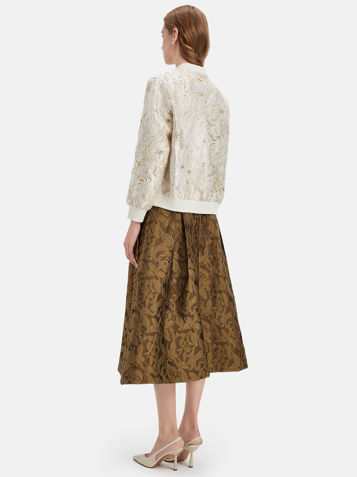 Gold Thread Embroidered Floral  Cardigan