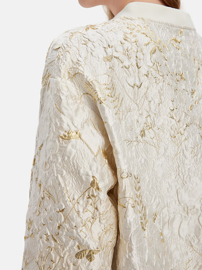 Gold Thread Embroidered Floral  Cardigan