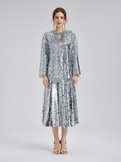 Sparkling Oversized-fit Sequin Top