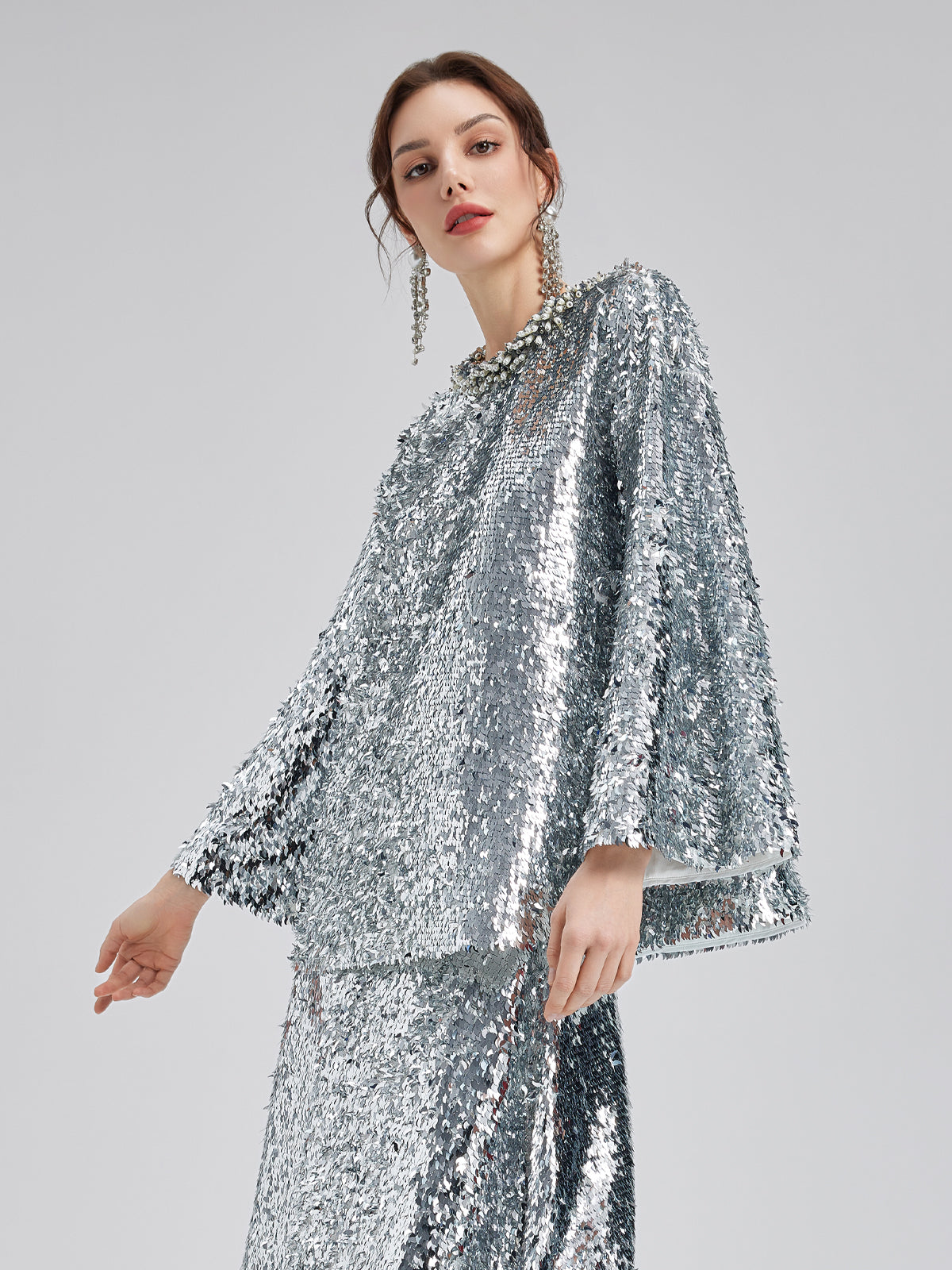 Sparkling Oversized-fit Sequin Top