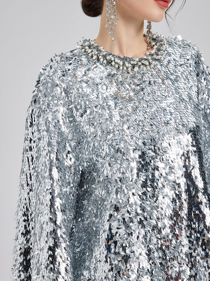 Sparkling Oversized-fit Sequin Top