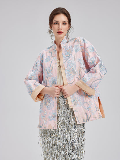 Pink Sequin Floral Jacket