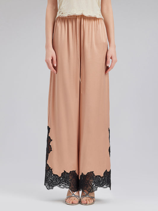 Comfy Lace Details Silk Pants