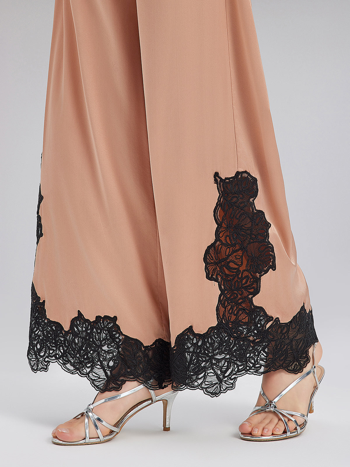 Comfy Lace Details Silk Pants