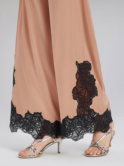 Comfy Lace Details Silk Pants