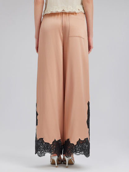 Comfy Lace Details Silk Pants