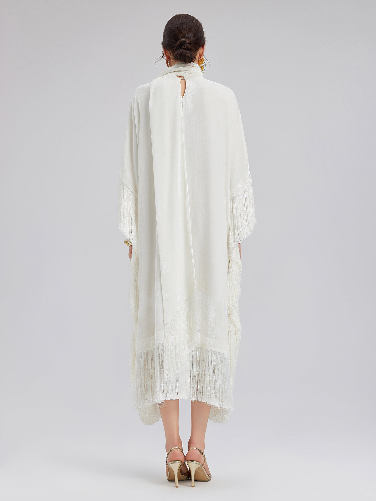 Elegant Batwing Sleeves Fringe Dress