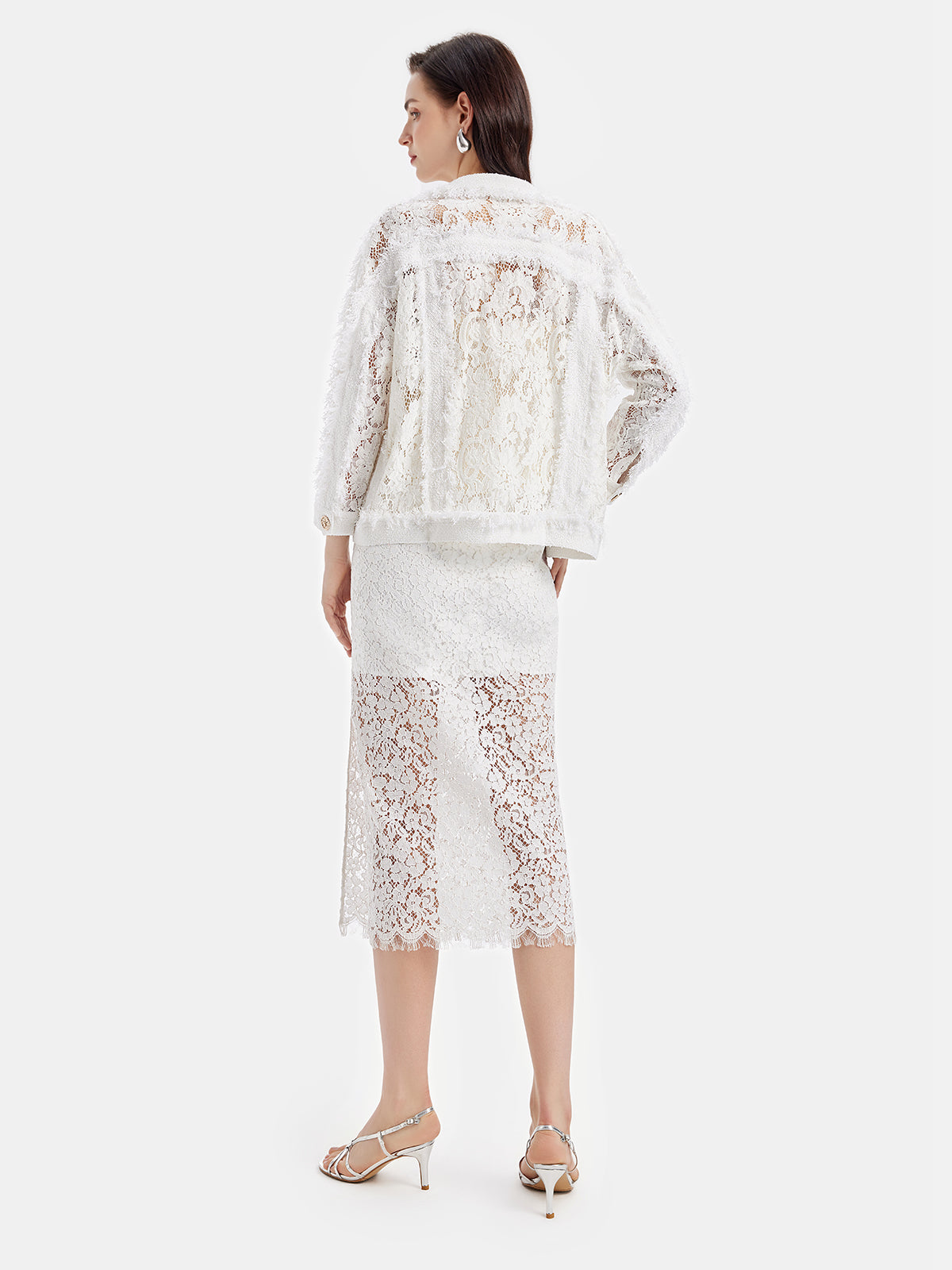 Lace Fringe Loose White Jacket